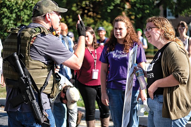  Taylor Medley and other counterprotesters on Monument Avenue.