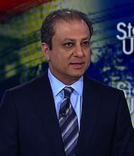 Former US attorney Preet Bharara said Sunday that Deputy Attorney General Rod Rosenstein might have a conflict of interest over special counsel Robert Mueller's investigation into Russian meddling in the 2016 election.