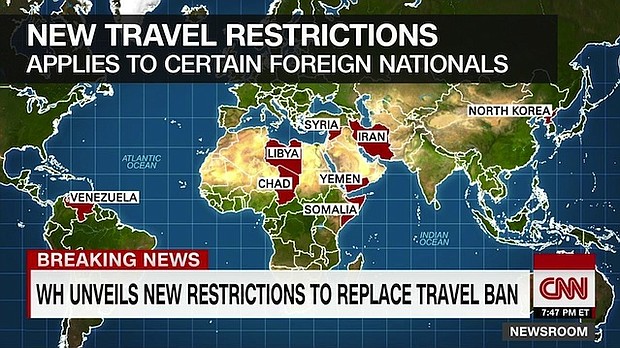 The Trump administration has unveiled new travel restrictions on certain foreigners from Chad, Iran, Libya, North Korea, Somalia, Syria, Venezuela and Yemen as a replacement to a central portion of its controversial travel ban signed earlier this year.