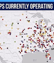 	A map that shows where hate groups are currently operating in the U.S.