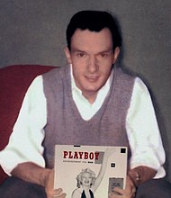 Hugh Hefner with the first issue of Playboy from 1953. Hefner founded the magazine with $600 of his own money.
