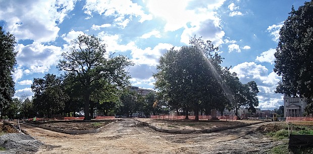 Work continues on the roughly $6 million in improvements to Monroe Park, the city’s oldest park nestled in the Monroe Campus of Virginia Commonwealth University on Belvidere Street. The facelift started last November and is expected to be completed in the coming months. 