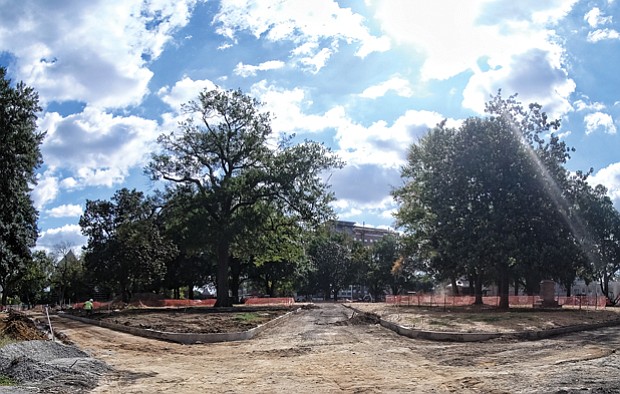 Work continues on the roughly $6 million in improvements to Monroe Park, the city’s oldest park nestled in the Monroe Campus of Virginia Commonwealth University on Belvidere Street. The facelift started last November and is expected to be completed in the coming months. 