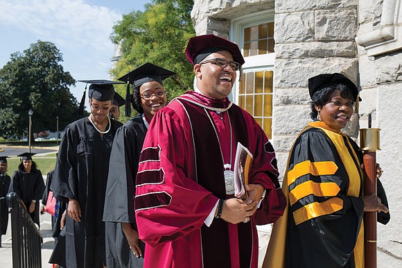 With bright sunlight streaming through stained-glass windows chronicling the 152-year history of Virginia Union University, Dr. Hakim Lucas, the university’s ...