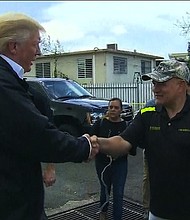 President Trump is visiting Puerto Rico on October 3, 2017, following Hurricane Maria.