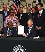 Mayor Sylvester Turner and Gov. Greg Abbott