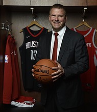 Tilman Fertitta officially introduced at press conference as new Owner of the Houston Rockets./nba.com/rockets