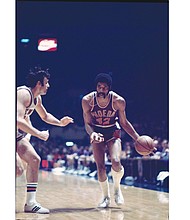 Connie Hawkins of the Phoenix Suns is pictured in action Feb. 16, 1971, against the New York Knicks at Madison Square Garden.