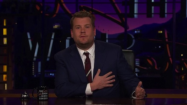 James Corden took time during "The Late Late Show" to send some love to his hometown of London.