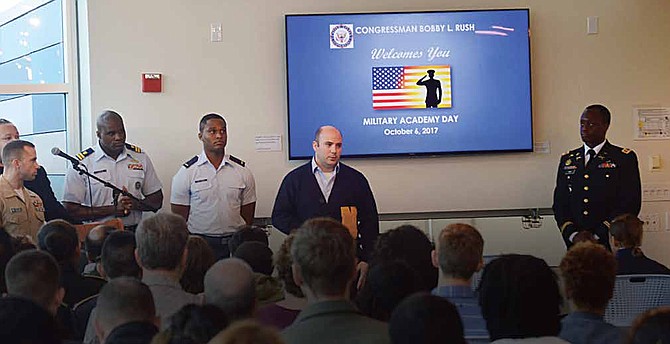 United States Congressman Bobby L. Rush recently hosted his first Congressional District Military Academy Day, which included the U.S. Military Academy, U.S. Naval Academy, U.S. Air Force Academy, U.S. Coast
Guard Academy and the U.S. Merchant Marine Academy. Photo Credit: Christopher Shuttlesworth