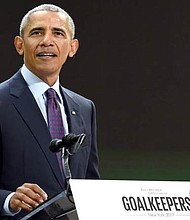 Former President Barack Obama speaks in New York on Sept. 20. (Jamie McCarthy / Getty Images for Bill & Melinda Gates Foundation)