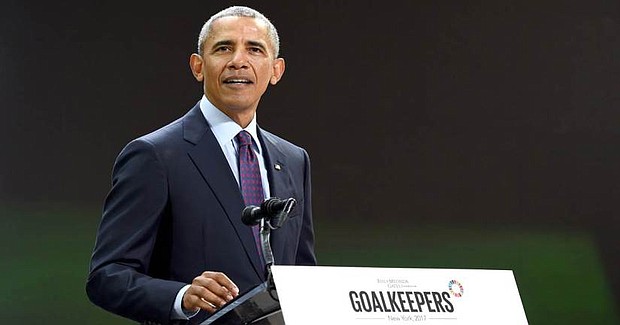 Former President Barack Obama speaks in New York on Sept. 20. (Jamie McCarthy / Getty Images for Bill & Melinda Gates Foundation)
