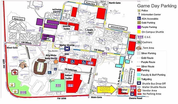 PVAMU Game Day Parking Map