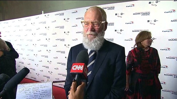 David Letterman on red carpet before he was awarded Mark Twain Prize for humor.