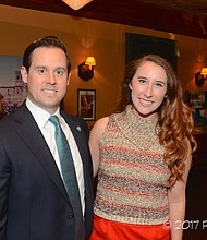 Houston City Controller Chris Brown with Kathleen Osborne of City Councilman Greg Travis' Office