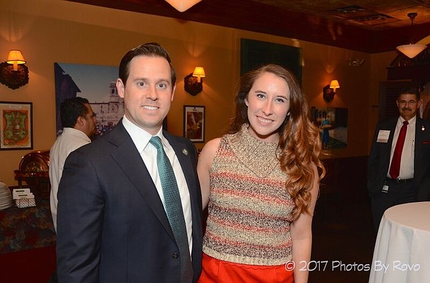 Houston City Controller Chris Brown with Kathleen Osborne of City Councilman Greg Travis' Office