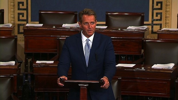 Republican Sen. Jeff Flake of Arizona will not run for re-election. He stated he wouldn't embrace President Donald Trump to win next year's Republican primary.