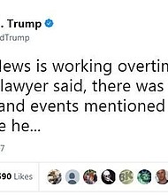 President Donald Trump on Tuesday continued to downplay the indictments of several of his former top campaign aides and called one of his campaign advisers, who pleaded guilty to making a false statement to the FBI, a "liar."/Source: @realdonaldtrump/Twitter