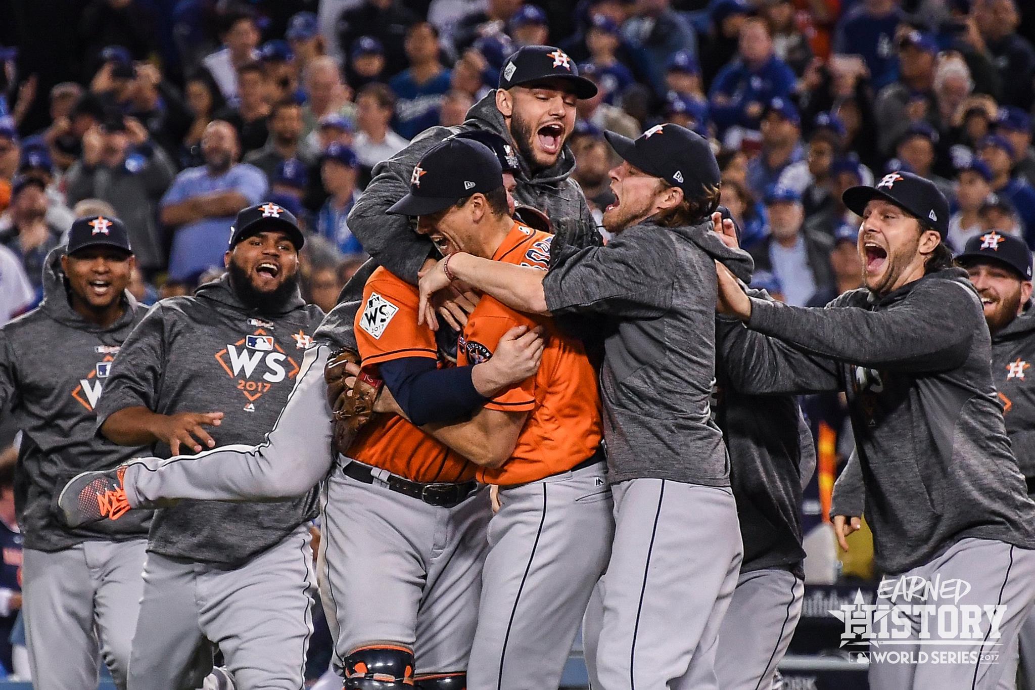 Houston Astros Unsigned 2017 World Series Champions Team Dogpile  Celebration Photograph