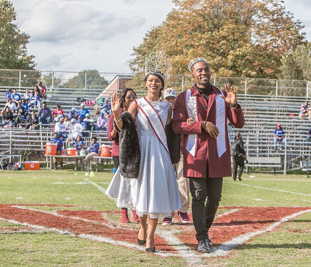 Wild with pride // Mr. and Ms. VUU 2017, Cory Dixon and Cecilia Thompson, take a royal walk onto the field as they are introduced to alumni and fans who packed the stands.
