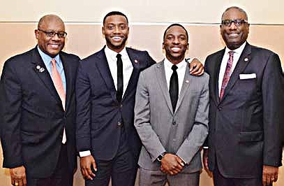 Marcus Howard and Charles Hands (center), co-founders of Engage Millennials, have
provided valuable advice to M&F Bank executives Travis Rouse, chief sales officer;
and James Sills III, president/CEO.