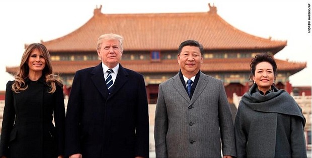 China's  leader Xi Jinping and wife meet the Trumps