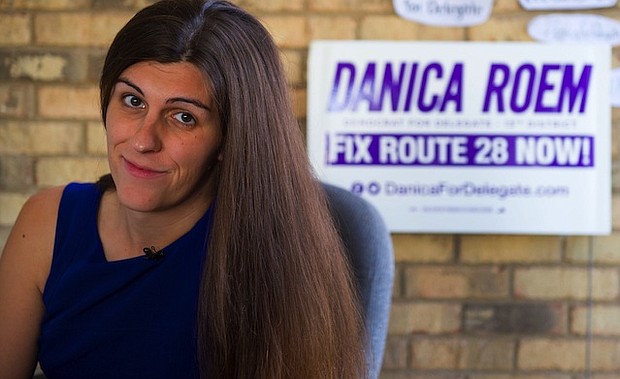 Danica Roem, a Democrat for Delegate in Virginia's district 13, and who is transgender, sits in her campaign office on September 22, 2017, in Manassas, Virginia.