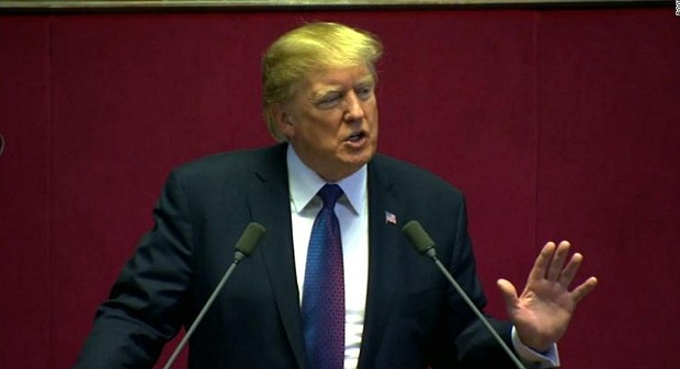 US President Donald Trump addressing the South Korean National Assembly