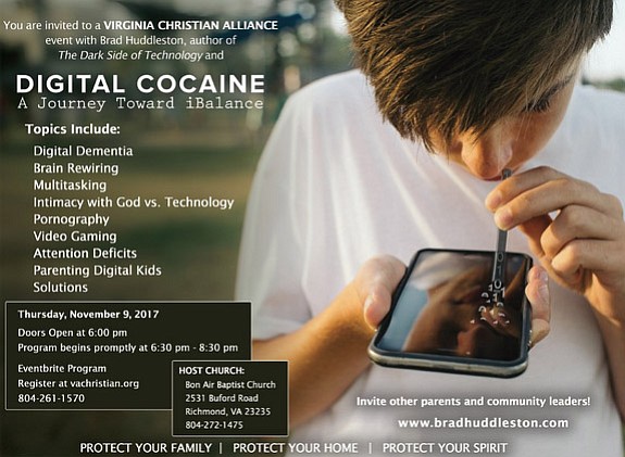 The Virginia Christian Alliance is sponsoring a seminar, “Digital Cocaine: A Journey Toward iBalance,” at 6:30 p.m. Thursday, Nov. 9, ...