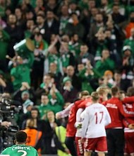 Irish players react after losing out on a place at next summer's World Cup.