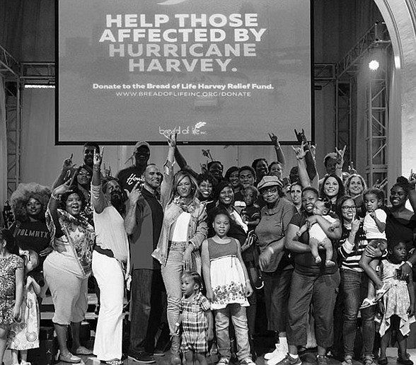 Beyonce in Houston at St. John's United Methodist Church offering assistance to Hurricane Harvey victims