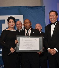 Mayor Sylvester Turner receiving the Ohtli Award/photo courtesy of Houston Hispanic Chamber of Commerce