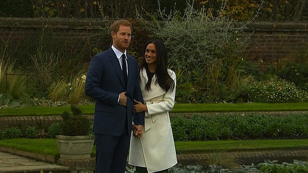 Prince Harry and Meghan Markle make their first appearance after announcing they are now engaged to be married in 2018./CNN