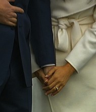 Prince Harry and Meghan Markle make their first appearance after announcing they are now engaged to be married in 2018.