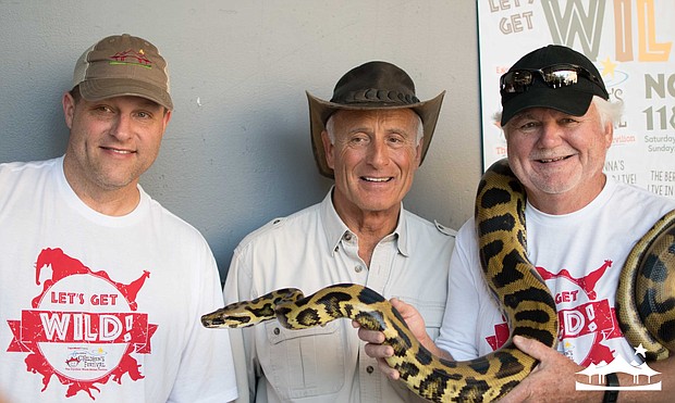 President & CEO of The Cynthia Woods Mitchell Jerry MacDonald and Vice President of Operations Jeff Young pose with Jack Hanna