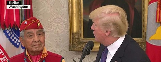 The White House says Trump 'didn't use a racial slur' during a White House event honoring World War II's Navajo code talkers