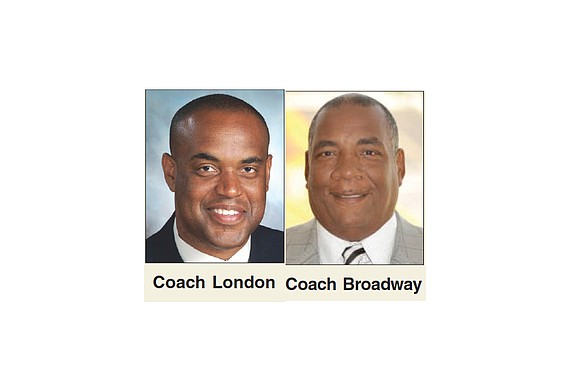 Coaches Michael London of Howard University and Rod Broadway of the MEAC football champions North Carolina A&T State University are ...