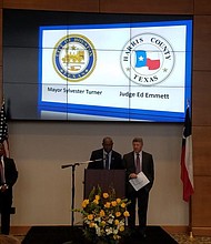 Houston Mayor Sylvester Turner and Harris County Judge Ed Emmett