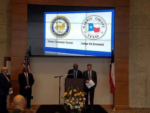Houston Mayor Sylvester Turner and Harris County Judge Ed Emmett