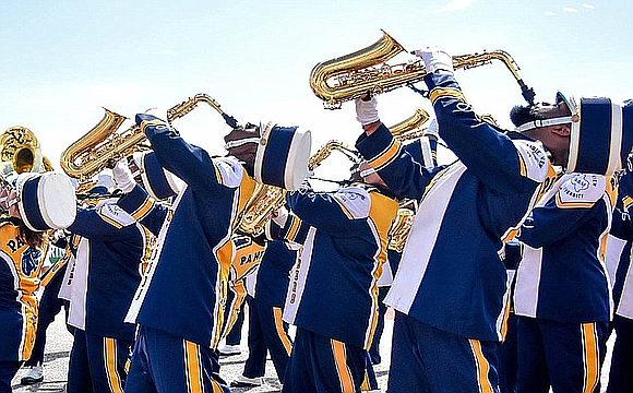 Prairie View A&M University Marching Storm saxophone section. FACEBOOK/PVAMU MARCHING STORM