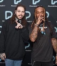 Post Malone and Ty Dolla $ign pose backstage at Pandora Sounds Like You: 2017 