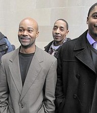 Harold Richardson, from left, Vincent Thames, Terrill Swift and Michael Saunders were convicted of a 1994 rape and murder but later were cleared. (Terrence Antonio James/Chicago Tribune)