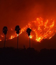 Brush fire explodes near Santa Paula, CA
