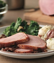 Honey Balsamic-Glazed Ham with Smashed Potatoes