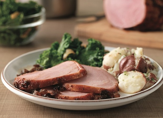 Honey Balsamic-Glazed Ham with Smashed Potatoes