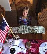 Five-year-old Faye Segraves is raising money to help the children of fallen firefighters.