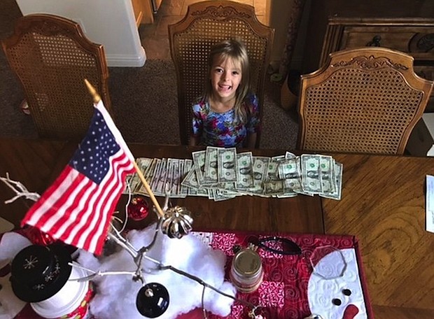 Five-year-old Faye Segraves is raising money to help the children of fallen firefighters.