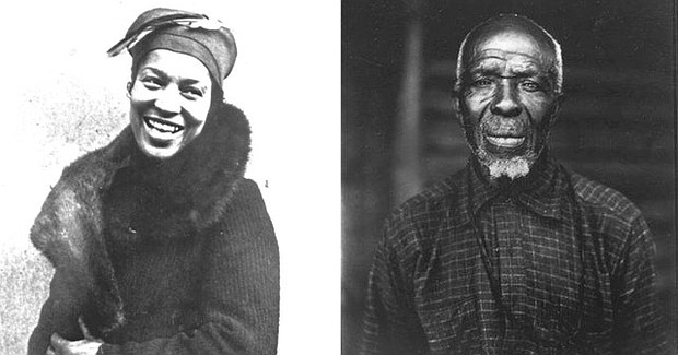 Zora Neale Hurston (l), Cudjo Lewis (r) [photo via blackyouthproject.com]