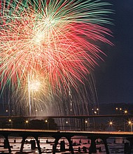 Sandra Sellars/Richmond Free Press
Fireworks over the James River in 2015.