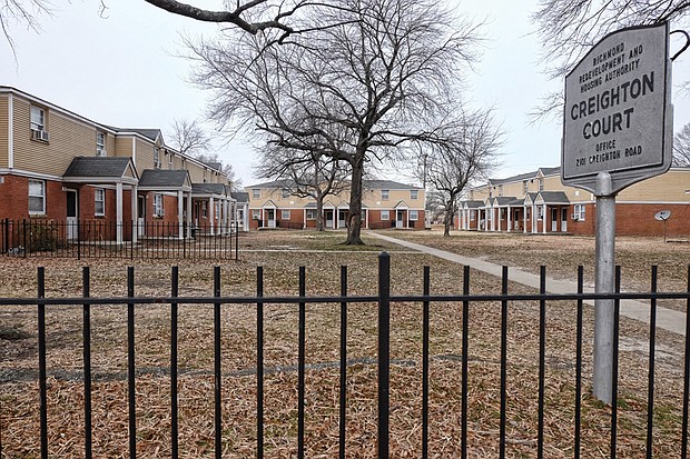 View of Creighton Court where some residents are struggling to keep warm in unheated apartments where radiator systems failed. The landlord, Richmond Redevelopment and Housing Authority, is facing sharp criticism over its failure to move swiftly on repairs.    